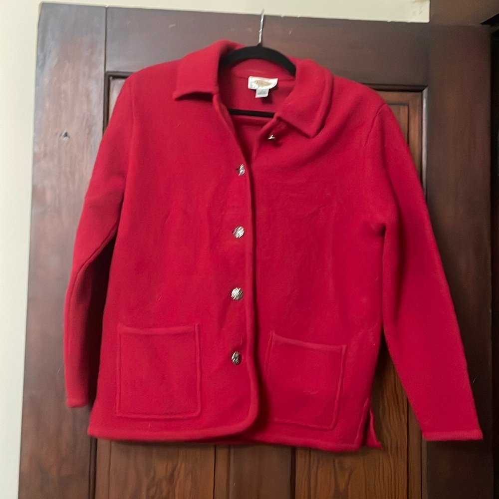 Talbots Petite 100% wool red jacket
